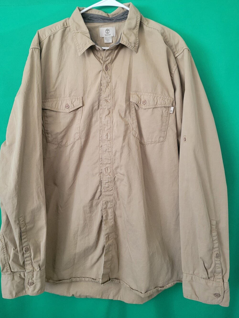 Timberland Men’s Khaki Long-Sleeve Utility Shirt Jacket XXL Military Workwear